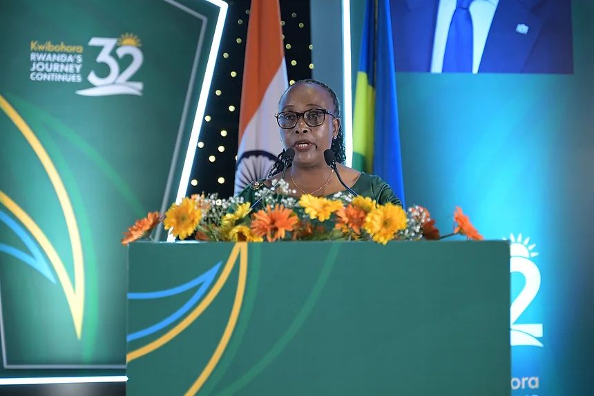 H.E. Jacqueline Mukangira, Rwanda's High Commissioner to India, paid tribute to the men and women who sacrificed their lives for the country's liberation and reflected on Rwanda's transformation over the past 32 years