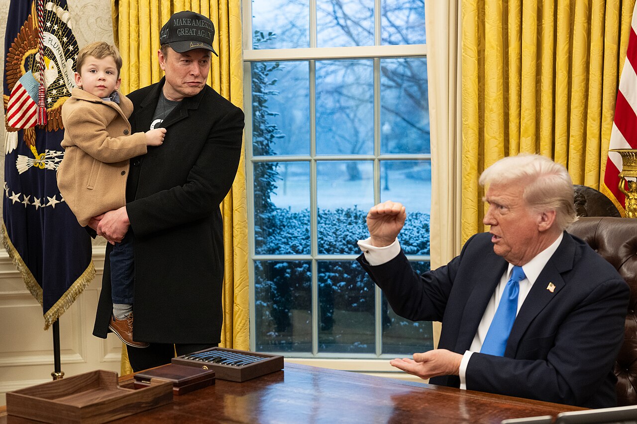 In the Oval Office with his son, X Æ A-Xii Musk, and President Donald Trump (11 February 2025) (wikimedia commons)